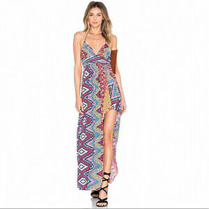 MISA LOS ANGELES Ever Maxi‎ High Low Dress Snakeskin Print Women  Size XS